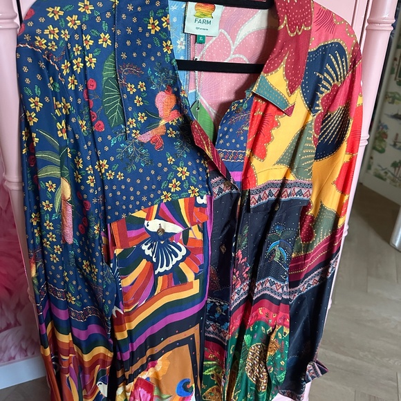 FARM Rio Mix Scarves Chemise Midi Dress NWT - Picture 6 of 14